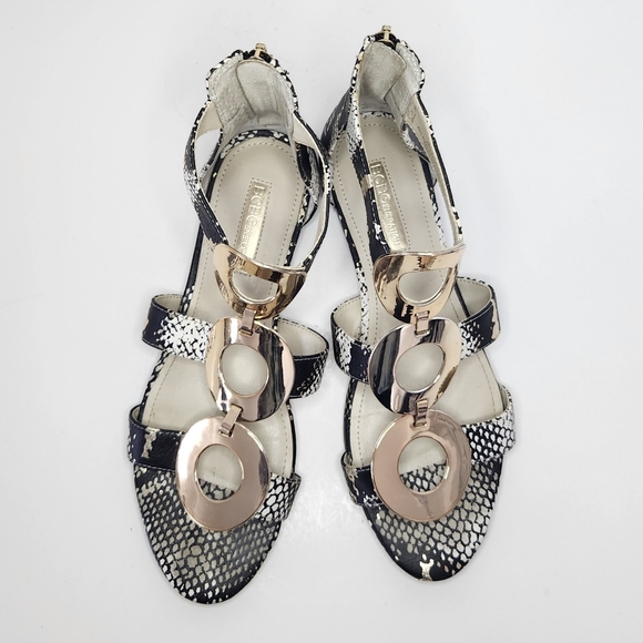 BCBGeneration Faroh Sandals Gladiator Flats VIP Snake Gold 5.5M BCBG Shoes - Picture 11 of 15